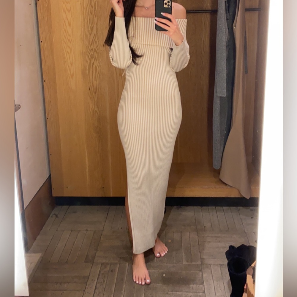 Anthropologie Cream Long Dress